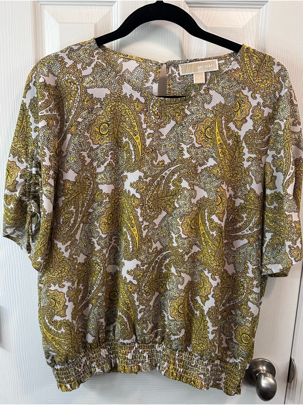 MICHAEL Michael Kors Yellow Paisley Short-Sleeve Blouse